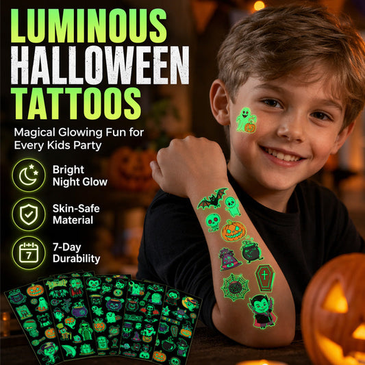 Lichtgevende Halloween Tijdelijke Tatoeages voor Kinderen Cartoon Waterdichte Gloeiende Stickers