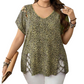 💥【50% OFF】🔥 Dames Luipaardprint V-hals T-shirt met Zijveterg | Relaxed Silhouet, Flatteus | Zacht Mengweefsel | Opvallende Veterdetails | Maat XL-5XL | Meerdere Kleuren | Casual & Party Proof 🐆