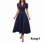 🥳2026 HOT UITVERKOOP🥳💞MEER DAN 50.000 VERKOCHT!💥💕🌿 50% KORTING! Elegante jurk met pofmouwen – V-hals en hoge taille creëren een zandloperfiguur. Ademend, kreukvrij. Perfect voor volwassen vrouwen. 👗✅