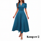🥳2026 HOT UITVERKOOP🥳💞MEER DAN 50.000 VERKOCHT!💥💕🌿 50% KORTING! Elegante jurk met pofmouwen – V-hals en hoge taille creëren een zandloperfiguur. Ademend, kreukvrij. Perfect voor volwassen vrouwen. 👗✅