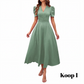 🥳2026 HOT UITVERKOOP🥳💞MEER DAN 50.000 VERKOCHT!💥💕🌿 50% KORTING! Elegante jurk met pofmouwen – V-hals en hoge taille creëren een zandloperfiguur. Ademend, kreukvrij. Perfect voor volwassen vrouwen. 👗✅