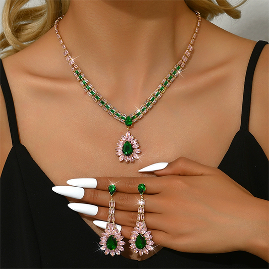 🌸 50% OFF NOW! 🌸Pink & groen zircon: de blikvanger die elke outfit laat stralen