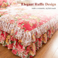 🌸 -50% !    🛏️ Bloemen bedrokset met ruches, 2 kussenslopen en 5 maten