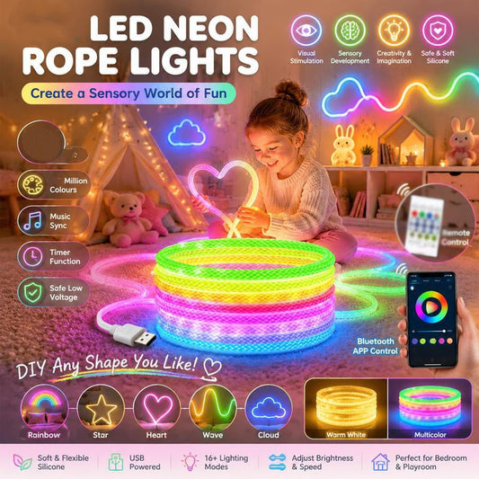 LED Neon Touwlamp met Drakenschubpatroon – Sfeerverlichting met Bluetooth
