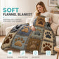 📢📢Zacht en warm op de bank zonder zware sprei – Flanellen Deken met Pootafdrukprint | 7 Maten | Kaki & Blauw 🐾☀️
