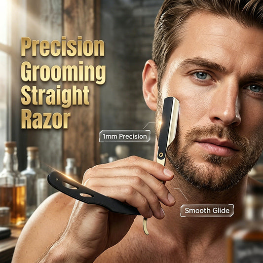 Thuis scheren met de precisie van een kapper – Inklapbaar Scheermes | 270° Scharnier, Metaal | Zwart-Goud + 100 Gratis Mesjes 🪡✨