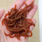 🎣 50% KORTING!   Kunstaas dat beweegt, gloeit en ruikt als een echte worm – Zachte TPR Regenworm | Garnalenaroma | Fosforescerend | 8 cm | 50 of 100 Stuks | Rood of Bruin 🎣🐛