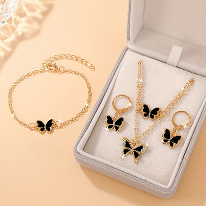 🦋 Gouden vlinder sieradenset met ketting, armband en oorbellen