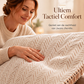 🏡 Chenille banksprei met visgraatpatroon en kwastjes