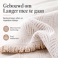🏡 Chenille banksprei met visgraatpatroon en kwastjes