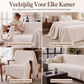 🏡 Chenille banksprei met visgraatpatroon en kwastjes