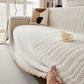 🏡 Chenille banksprei met visgraatpatroon en kwastjes