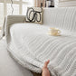 🏡 Chenille banksprei met visgraatpatroon en kwastjes