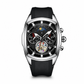 🕰️ Tonneau herenhorloge met chronograaf, skeleton-wijzerplaat, maanstand en siliconen band