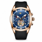🕰️ Tonneau herenhorloge met chronograaf, skeleton-wijzerplaat, maanstand en siliconen band