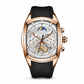 🕰️ Tonneau herenhorloge met chronograaf, skeleton-wijzerplaat, maanstand en siliconen band