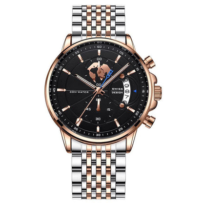 Lichtgevend herenhorloge met 3ATM waterbestendigheid en quartz uurwerk