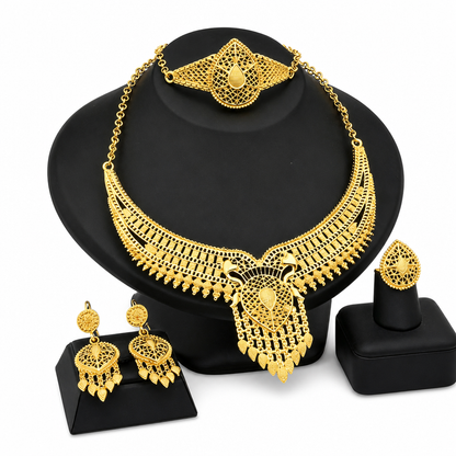 ⏳ Tijdelijke aanbieding⏳ 24K vergulde bruidsjuwelenset met ketting, armband, ring en oorbellen