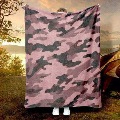 ⏳ Tijdelijke aanbieding⏳ Zachte polyester plaid met camouflageprint voor bank, bed en onderweg
