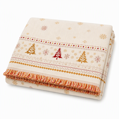 ⏳ Tijdelijke aanbieding⏳ Chenille bankplaid met kerstmotief en franjes in 5 kleuren en 5 maten voor een feestelijke woonkamer