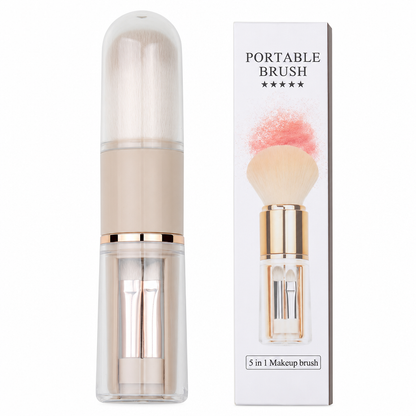 ⏳ Tijdelijke aanbieding⏳ 5 in 1 uitschuifbare make up kwastenset Compacte reiscapsule met poederkwast en siliconen lipkwast In vier kleuren