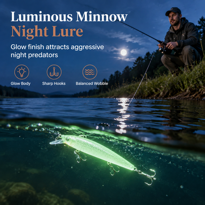 ⏳ Tijdelijke aanbieding⏳ 🎣1 kopen, 2 gratis🌙 Luminous Minnow hardaas – 7 cm, perfect voor het nachtvissen ✨