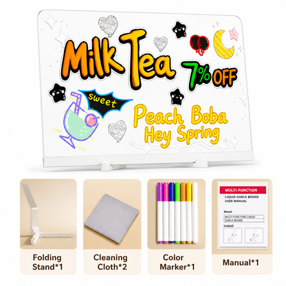 ⏳ Tijdelijke aanbieding⏳ LED acryl schrijfbord met standaard Uitwisbaar lichtgevend memobord Voor notities tekeningen en prijskaartjes In vier uitvoeringen