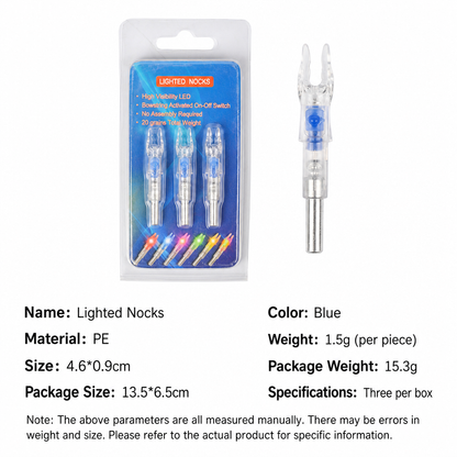 ⏳ Tijdelijke aanbieding⏳ LED pijlnok met automatische activering Voor passende pijlschachten met 6,2 mm binnendiameter Blauw rood groen of meerkleurig Eén stuk