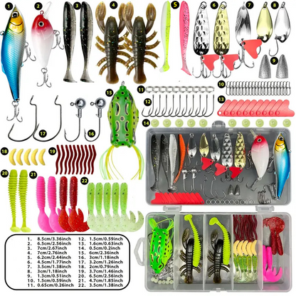 ⏳ Tijdelijke aanbieding⏳ Kunstaas set met opbergdoos Harde en zachte aasmodellen met visaccessoires Keuze uit 107 109 of 133 onderdelen